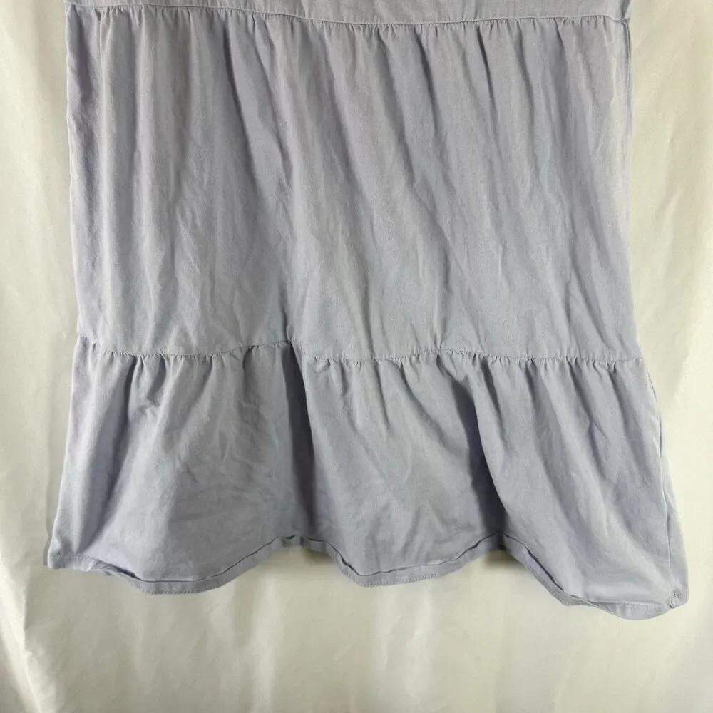 J. Crew Mini Dress Women's Small Light Blue Short Sleeve Tiered Round Neck